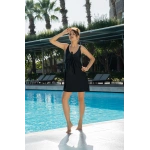 Ruko Kadın Büyük Beden Siyah Etekli Basen Kapatan Toparlayıcı Elbise Mayo