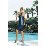 Kadın Tankini Mayo Lacivert Yan Desenli Şortlu Deniz Havuz Takımı