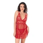 AHU Primoda Kırmızı Kısa Tül Gecelik 4122