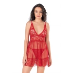 AHU Primoda Kırmızı Kısa Tül Gecelik 4122