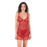 AHU Kırmızı Mini Tül Gecelik - 4149