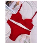 Arona Kadın Balenli Fitilli Kaşkorse Kırmızı Sütyen Takımı