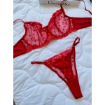 ARONA C CUP BALENLİ KALP DESENLİ KIRMIZI SÜTYEN TAKIMI