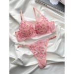 Arona Destekli Brode (Nakışlı) Pembe Sütyen Takımı - 170