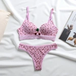ARONA Kiraz Desenli Desteksiz Sütyen Takımı-Pembe