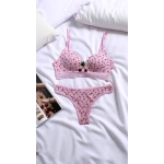 ARONA Kiraz Desenli Desteksiz Sütyen Takımı-Pembe