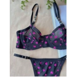 Arona Kadın Love Serisi Kalpli Brode İşlemeli Sütyen Takımı Siyah