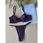 Arona Kadın Love Serisi Kalpli Brode İşlemeli Sütyen Takımı Siyah