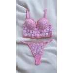 ARONA Papatya Desenli Destekli Büstüyer Takım-Pembe Papatya