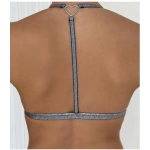 Arona Kadın Simli Kumaş Metal Klips Detaylı Lacivert Sütyen