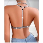 Arona Kadın Simli Kumaş Metal Klips Detaylı Siyah Sütyen