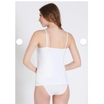 Belinay Kadın İp Askılı Dantel Detaylı V Yaka Beyaz Atlet