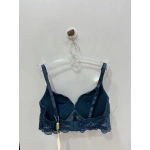 Belvü Dantel Detaylı Dolgulu Balenli Mavi Sütyen - 1112