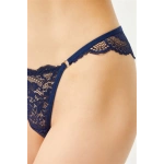 Cottonhill Dantelli ve Halka Detaylı Kadın Brezilya Külot-lacivert