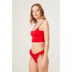 COTTONHİLL Kadife Baskılı Pileli Transparan Külot-KIRMIZI