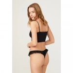 COTTONHİLL Kadife Baskılı Pileli Transparan  Külot-SİYAH