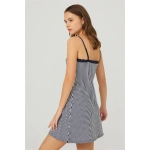 Cottonhill Lacivert Beyaz Çizgili İnce Askılı Pamuklu Kadın Gecelik