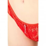 COTTONHİLL Önü Dantelli Arkası Tül Transparan Taş Detaylı Kadın Brezilya Külot