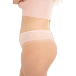 Cottonhill Transparan Tüllü Dantel ve Taş Detaylı Büyük Beden Kadın Tanga KülotPUDRA