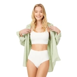 COTTONHİLL Yüksek Bel Basic Lazer Kesim Kadın Bikini Külot-BEYAZ