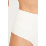 COTTONHİLL Yüksek Bel Basic Lazer Kesim Kadın Bikini Külot-BEYAZ