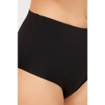 COTTONHİLL Yüksek Bel Basic Lazer Kesim Kadın Bikini Külot-SİYAH