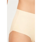 COTTONHİLL Yüksek Bel Basic Lazer Kesim Kadın Bikini Külot-TEN