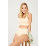 COTTONHİLL Yüksek Bel Basic Lazer Kesim Kadın Bikini Külot-TEN