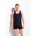 Kolcu Erkek Penye %100 Pamuklu Premium Kalite Siyah Atlet K1100 - Siyah