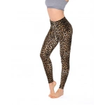 Kolcu Geniş Leopar Desenli Likralı Uzun Kadın Tayt - KB3005