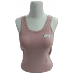 Kolcu Geniş Askılı Dantel Detaylı Kadın Atlet - Pudra