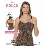 Kolcu Kadın İnce Leopar Desenli Likralı İnce İp Askılı Premium Atlet