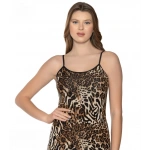 Kolcu Leopar Desenli Likralı İp Askılı Kadın Atlet - KB2505