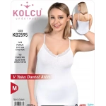 KOLCU KADIN LİKRALI GÖGÜS DANTEL ATLET-BEYAZ