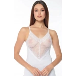 Kolcu Kalp Desen Dantel İşlemeli Askılı Kadın Beyaz Atlet