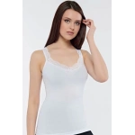 KOLCU RİBANA OMUZ DANTEL KADIN ATLET -KB2590-BEYAZ