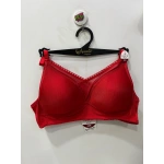 Nergiz Kadın Balensiz Yarım Destekli Tül Detaylı Toparlayıcı Kırmızı Sütyen