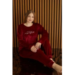 Pijamoni Battal Fransız Kadife Uzun Kollu Kadın Pijama Takımı 4220-9