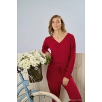 Pijamoni Dublin Kumaş Rodoplu Kırmızı Pijama Takımı - 5335