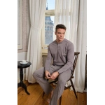 Pijamoni Erkek Penye Kumaş Düğmeli Yaka Vizyon Renk Pijama Takımı