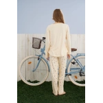 Pijamoni Kadın Milan Kumaş Bisiklet Yaka Sarı Pijama Takımı - 7600