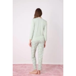 Pijamoni Kadın Milan Kumaş Bisiklet Yaka Su Yeşili Pijama Takımı - 7600