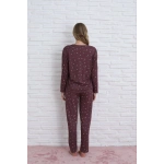 Pijamoni Kadın Milan Kumaş Bisiklet Yaka Mürdüm Pijama Takımı - 7600