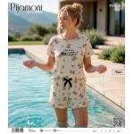 Pijamoni Kadın Milan Kumaş Kısa Kollu Şortlu Pijama Takımı