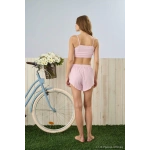 Pijamoni Crop-Şort-Sabahlık 3lü Pembe Pijama Takımı -5355