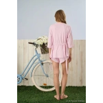 Pijamoni Crop-Şort-Sabahlık 3lü Pembe Pijama Takımı -5355