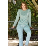 Pijamoni Düğmeli Yaka Uzun Kol Yeşil Pijama Takımı - 8700