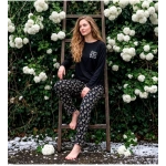 Pijamoni Kadın Sofya Kumaş Bisiklet Yaka Pijama Takımı