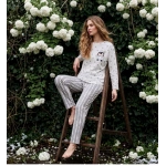 Pijamoni Kadın Sofya Kumaş Bisiklet Yaka Pijama Takımı