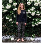 Pijamoni Kadın Sofya Kumaş Bisiklet Yaka Pijama Takımı